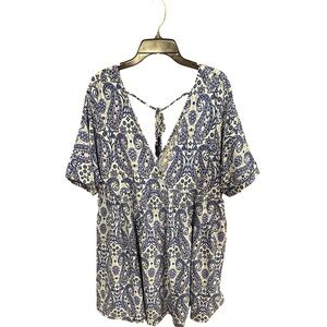 NWOT Simply Southern Blue Paisley Print Cotton Swim Coverup, Size XL